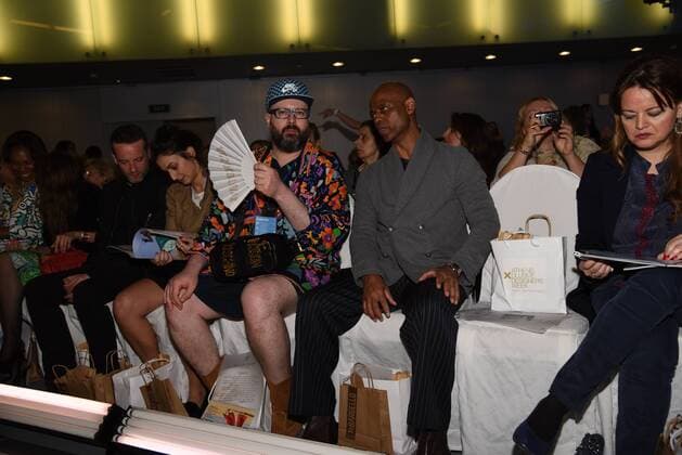 A couple from the USA attending the event 19th Athens Xclusive Designers Week, Xporting Greek Fashion, In Athens on April 9., 2016