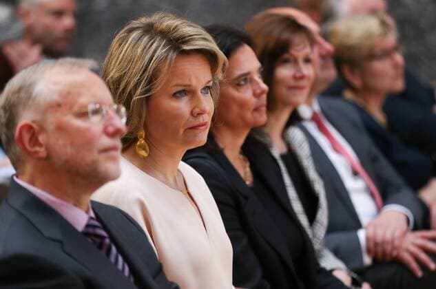 Belgien: Königin Mathilde besucht Preisverleihung in Brüssel Queen Mathilde of Belgium pictured during the Baillet Latour Health Prize 2016 ceremony in attendance of the Queen, on Thursday 14 April 2016, at the Palace of Academia in Brussels.  VIRGINIExLEFOUR 04832131