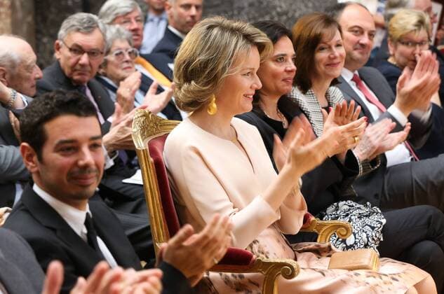 Queen Mathilde of Belgium pictured during the Baillet Latour Health Prize 2016 ceremony in attendance of the Queen, on Thursday 14 April 2016, at the Palace of Academia in Brussels.  VIRGINIExLEFOUR 04832211