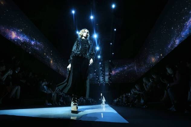 MOSCOW, RUSSIA. APRIL 14, 2016. A model showcases creations during a runway show for Giorgio Armani fashion house s fall 2016 collection. Vyacheslav Prokofyev TASS  TS01F94C