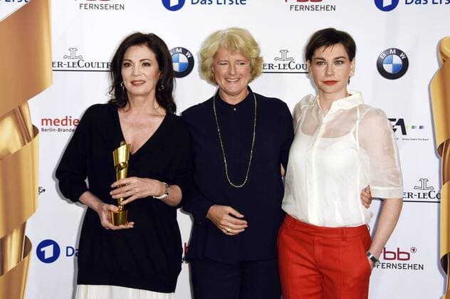 Iris Berben, Monika Grütters und Christiane Paul bei der Pressekonferenz zur Bekanntgabe der Nominierungen für den Deutschen Filmpreis 2016 in der Deutschen Kinemathek. Berlin, 15.04.2016 Foto:xFredericx xFuturexImage