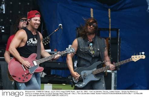 April 16, 2016 - Fort Lauderdale, Florida, United States - Singer Kip Moore (L) performs onstage during the 2016 Tortuga Music Festival - Day 2. Fort Lauderdale United States - ZUMAw109
