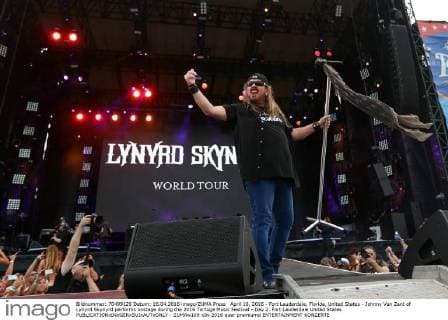 April 16, 2016 - Fort Lauderdale, Florida, United States - Johnny Van Zant of Lynyrd Skynyrd performs onstage during the 2016 Tortuga Music Festival - Day 2. Fort Lauderdale United States - ZUMAw109