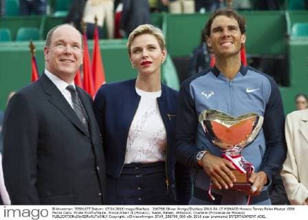 206798 Olivier Anrigo Starface 2016-04-17 MONACO Monaco Tennis Rolex Master 1000 Monte Carlo. Finale Monfils Nadal. Prince Albert II (Monaco); Nadal, Rafael; Wittstock, Charlene (Princesse de Monaco)  Copyright: xOlivierxAnrigox STAR_206798_060