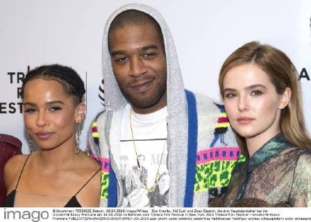 Zoe Kravitz, Kid Cudi und Zoey Deutch, die drei Hauptdarsteller bei der Vincent-N-Roxxy Premiere am 18.04.2016 im Rahmen vom Tribeca Film Festival in New York 2016 Tribeca Film Festival - Vincent-N-Roxxy Premiere 