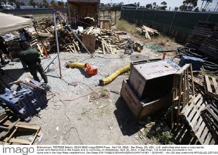 April 20, 2016 - San Diego, CA, USA - U.S. authorities shut down a cross-border tunnel with Mexico that is the longest ever in California, on Wednesday, April 20, 2016, in San Diego. The tunnel was discovered in this dump site in the Otay Mesa neighborhood. San Diego USA - ZUMAm67_
