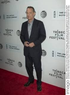 USA: Hologram for the King premiere at TFF Tom Hanks attends premiere of Hologram for the King movie during Tribeca Film Festival at BMCC  LevxRadin
