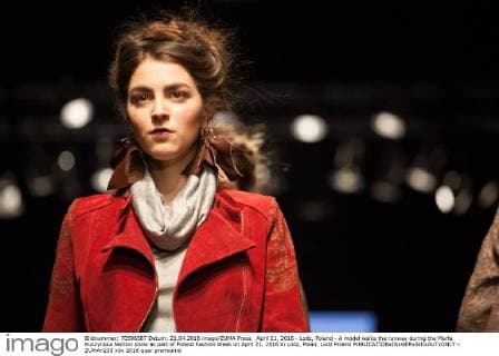 April 21, 2016 - Lodz, Poland - A model walks the runway during the Marta Kuszynska fashion show as part of Poland Fashion Week on April 21, 2016 in Lodz, Polan. Lodz Poland  - ZUMAn230