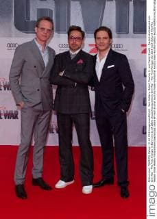Paul Bettany, Robert Downey Jr. und Daniel Bruehl - Deutschlandpremiere von Civil War - The First Avenger in Berlin am 21.04.2016. Deutschlandpremiere Civil War - The First Avenger