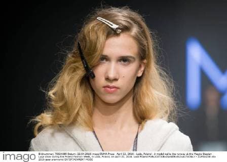 April 22, 2016 - Lodz, Poland - A model walks the runway at the Magda Stepien Lyga show during the Poland Fashion Week, in Lodz, Poland, on April 22, 2016. Lodz Poland  - ZUMAn230