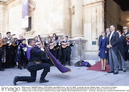 April 23, 2016 - Alcala De Henares, Madrid, Spain - King Felipe VI of Spain, Queen Letizia of Spain attended Cervantes Award to Fernando del Paso at the Alcala de Henares University on April 23, 2016 in Alcala de Henares, near of Madrid, Spain. Alcala De Henares Spain  - ZUMAg15_