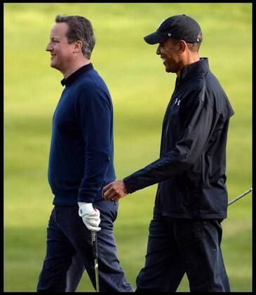 . 23 04 2016. London, United Kingdom. David Cameron and President Obama playing golf. The British Prime Minister David Cameron playing golf against the President of the United States, President Obama at golf at the Grove Golf Club.  xAndrewxParsonsx xi-Imagesx IIM-12491-0080