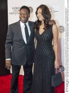 April 23, 2016 - New York, New York, U.S - Former Brazilian Footballer Edson Arantes do Nascimento aka PelÃƒÂ© and Marcia Aoki arrive at the World Premier of PelÃƒÂ©: Birth of A Legend at the Tribeca Film Festival 2016 in New York, New York on Saturday April 23, 2016. New York U.S. - ZUMAp124