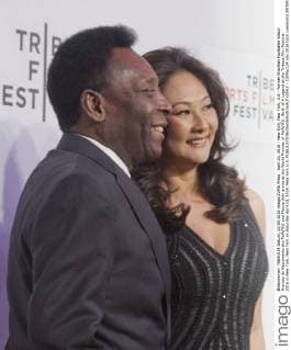 April 23, 2016 - New York, New York, U.S - Former Brazilian Footballer Edson Arantes do Nascimento aka PelÃƒÂ© and Marcia Aoki arrive at the World Premier of PelÃƒÂ©: Birth of A Legend at the Tribeca Film Festival 2016 in New York, New York on Saturday April 23, 2016. New York U.S. - ZUMAp124