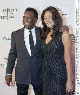 April 23, 2016 - New York, New York, U.S - Former Brazilian Footballer Edson Arantes do Nascimento aka PelÃƒÂ© and Marcia Aoki arrive at the World Premier of PelÃƒÂ©: Birth of A Legend at the Tribeca Film Festival 2016 in New York, New York on Saturday April 23, 2016. New York U.S. - ZUMAp124