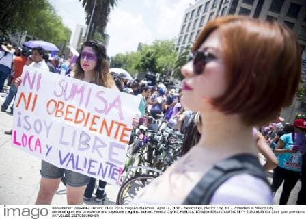 April 24, 2016 - Mexico City, Mexico City, MX - Protesters in Mexico City demanding an end to violence and harassment against women. Mexico City MX - ZUMAa136