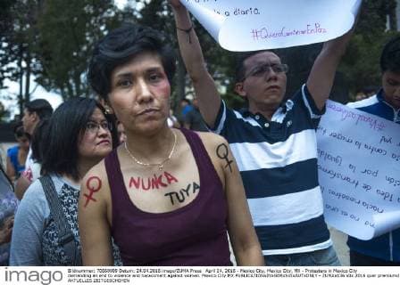 April 24, 2016 - Mexico City, Mexico City, MX - Protesters in Mexico City demanding an end to violence and harassment against women. Mexico City MX - ZUMAa136