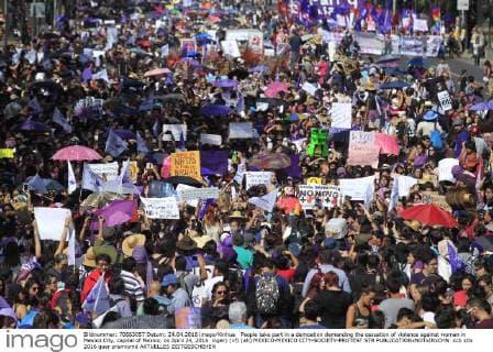 People take part in a demoation demanding the cessation of violence against woman in Mexico City, capital of Mexico, on April 24, 2016. inger) (vf) (ah) MEXICO-MEXICO CITY-SOCIETY-PROTEST STR 