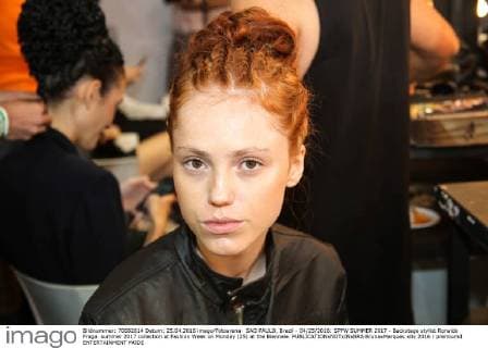 SAO PAULO, Brazil - 04 25 2016: SPFW SUMMER 2017 - Backstage stylist Ronaldo Fraga. summer 2017 collection at Fashion Week on Monday (25) at the Biennale.  BrunaxMarques