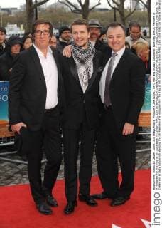 Producers Uwe Schott, Tim O Hair and Arcadiy Golubovich attending the UK Premiere of A Hologram For The King at BFI Southbank, in London. APRIL 25th 2016  PTYx161123