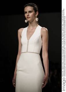 April 26, 2016 - Barcelona, Catalonia, Spain - A model walks the runway presenting a wedding dress of the Spring Summer 2017 collection during the Rosa Clara catwalk show at the Barcelona Bridal Fashion Week 2016 Barcelona Spain - ZUMAo105