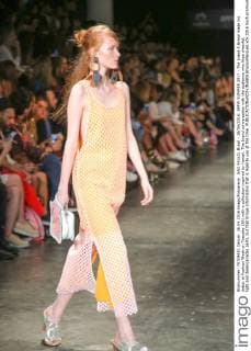 SAO PAULO, Brazil - 26 04 2016: SPFW SUMMER 2017 - The brand A.Brand made his debut at Fashion Week on Tuesday (26) with a collection inspired by Hawaii. The brand conversation with the audience who likes cheerful, light and desencanadas parts, but that brings information that is legal to use at the time.  BrunaxMarques