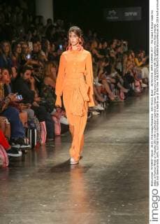 SAO PAULO, Brazil - 26 04 2016: SPFW SUMMER 2017 - The brand A.Brand made his debut at Fashion Week on Tuesday (26) with a collection inspired by Hawaii. The brand conversation with the audience who likes cheerful, light and desencanadas parts, but that brings information that is legal to use at the time.  BrunaxMarques