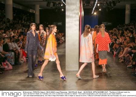 SAO PAULO, Brazil - 26 04 2016: SPFW SUMMER 2017 - The brand A.Brand made his debut at Fashion Week on Tuesday (26) with a collection inspired by Hawaii. The brand conversation with the audience who likes cheerful, light and desencanadas parts, but that brings information that is legal to use at the time.  BrunaxMarques
