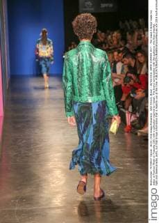 SAO PAULO, Brazil - 26 04 2016: SPFW SUMMER 2017 - The brand A.Brand made his debut at Fashion Week on Tuesday (26) with a collection inspired by Hawaii. The brand conversation with the audience who likes cheerful, light and desencanadas parts, but that brings information that is legal to use at the time.  BrunaxMarques