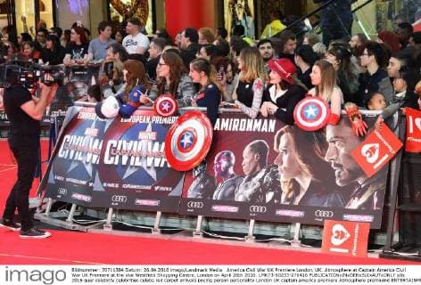America Civil War UK Premiere London, UK. Atmosphere at Captain America Civil War UK Premiere at the Vue Westfield Shopping Centre, London on April 26th 2016. LMK73-60233-270416 