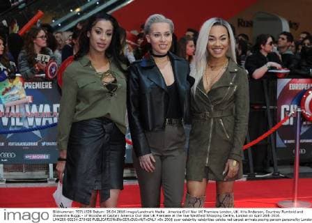 America Civil War UK Premiere London, UK. Kris Anderson, Courtney Rumbold and Alexandra Buggs - of Stooshe at Captain America Civil War UK Premiere at the Vue Westfield Shopping Centre, London on April 26th 2016. LMK200-60234-270416 