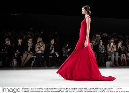 Barcelona Bridal Fashion Week - Cristina Tambonero Modenschau April 27, 2016 - Barcelona, Catalonia, Spain - A model walks the runway presenting a dress of the Spring Summer 2017 collection during the Cristina Tamborero catwalk show at the Barcelona Bridal Fashion Week 2016 Barcelona Spain - ZUMAo105