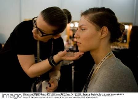 April 27, 2016 - Barcelona, Catalonia, Spain - A model is prepared at the backstage of the Bridal Fashion Week before leaving for the catwalk in Barcelona (Spain) on 27 April, 2016. Barcelona Spain  - ZUMAn230