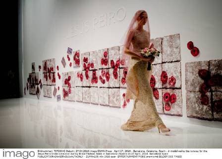 April 27, 2016 - Barcelona, Catalonia, Spain - A model walks the runway for the Jesus Peiro bridal collection during Bridal Fashion Week in Barcelona (Spain) on 27 April, 2016. Barcelona Spain  - ZUMAn230