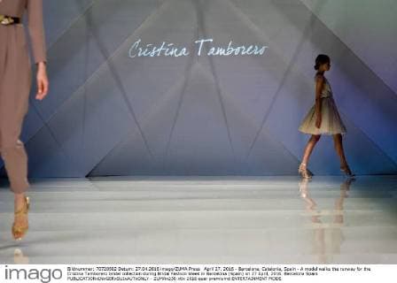 April 27, 2016 - Barcelona, Catalonia, Spain - A model walks the runway for the Cristina Tamborero bridal collection during Bridal Fashion Week in Barcelona (Spain) on 27 April, 2016. Barcelona Spain  - ZUMAn230