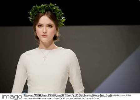 April 27, 2016 - Barcelona, Catalonia, Spain - A model walks the runway for the Cristina Tamborero bridal collection during Bridal Fashion Week in Barcelona (Spain) on 27 April, 2016. Barcelona Spain  - ZUMAn230