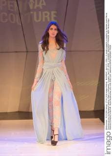 BUDAPEST, April 27, 2016 -- A model presents a creation by Serbian brand Penna Couture during the Budapest Fashion Week in Budapest, Hungary, April 27, 2016. ) HUNGARY-BUDAPEST-FASHION WEEK AttilaxVolgyi 