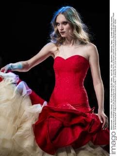 April 28, 2016 - Barcelona, Catalonia, Spain - A model walks the runway presenting a wedding dress of the Spring Summer 2017 collection during the Jordi Dalmau catwalk show at the Barcelona Bridal Fashion Week 2016 Barcelona Spain - ZUMAo105