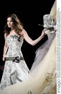 April 28, 2016 - Barcelona, Catalonia, Spain - A model walks the runway presenting a wedding dress of the Spring Summer 2017 collection during the Jordi Dalmau catwalk show at the Barcelona Bridal Fashion Week 2016 Barcelona Spain - ZUMAo105