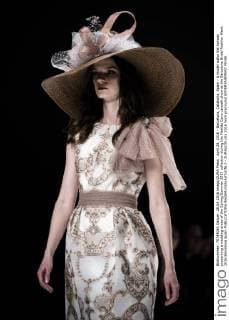April 28, 2016 - Barcelona, Catalonia, Spain - A model walks the runway presenting a wedding dress of the Spring Summer 2017 collection during the Matilde Cano catwalk show at the Barcelona Bridal Fashion Week 2016 Barcelona Spain - ZUMAo105