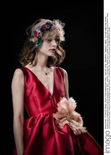 April 28, 2016 - Barcelona, Catalonia, Spain - A model walks the runway presenting a wedding dress of the Spring Summer 2017 collection during the Matilde Cano catwalk show at the Barcelona Bridal Fashion Week 2016 Barcelona Spain - ZUMAo105