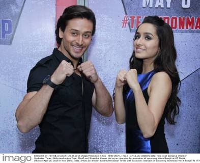 NEW DELHI, INDIA - APRIL 26: (Editors Note: This is an exclusive shoot of Hindustan Times) Bollywood actors Tiger Shroff and Shraddha Kapoor during an interview for promotion of upcoming movie Baaghi at HT Media office on April 26, 2016 in New Delhi, India. (Photo by Shivam Saxena Hindustan Times ) HT Exclusive: Starcast Of Upcoming Bollywood Movie Baaghi At HT Media Office For Promotions