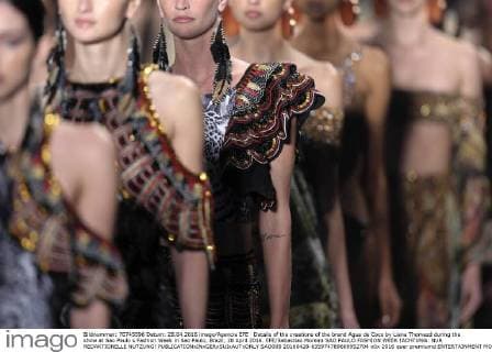 Details of the creations of the brand Agua de Coco by Liana Thomazd during the show at Sao Paulo s Fashion Week in Sao Paulo, Brazil, 28 April 2016. EFE Sebastiao Moreira SAO PAULO FASHION WEEK !ACHTUNG: NUR REDAKTIONELLE NUTZUNG!  SAO005 20160428-635974789669952704