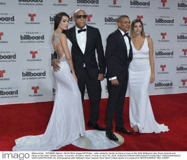 Latin celebrity Gente de Zona arrives at the 2016 Billboard Latin Music Awards and Show at the Bank United Center, University of Miami, Miami, Florida on April 28, 2016.  MIA201604282016 GARYxIxROTHSTEIN