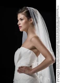 April 29, 2016 - Barcelona, Catalonia, Spain - A model walks the runway presenting a wedding dress of the Spring Summer 2017 collection during the Cymbeline catwalk show at the Barcelona Bridal Fashion Week 2016 Barcelona Spain - ZUMAo105