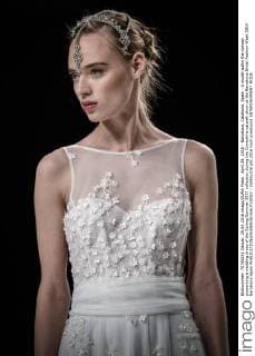 April 29, 2016 - Barcelona, Catalonia, Spain - A model walks the runway presenting a wedding dress of the Spring Summer 2017 collection during the Cymbeline catwalk show at the Barcelona Bridal Fashion Week 2016 Barcelona Spain - ZUMAo105