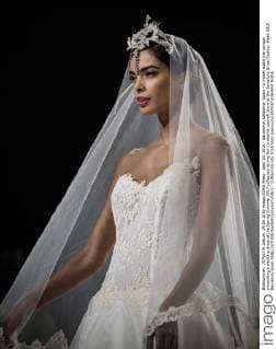 April 29, 2016 - Barcelona, Catalonia, Spain - A model walks the runway presenting a wedding dress of the Spring Summer 2017 collection during the Cymbeline catwalk show at the Barcelona Bridal Fashion Week 2016 Barcelona Spain - ZUMAo105