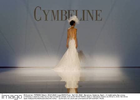 April 29, 2016 - Barcelona, Catalonia, Spain - A model walks the runway presenting a wedding dress during the Cymbeline catwalk show at the Bridal Fashion Week in Barcelona (Spain) on 29 April, 2016. Barcelona Spain  - ZUMAn230