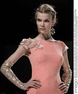April 29, 2016 - Barcelona, Catalonia, Spain - A model walks the runway presenting a wedding dress of the Spring Summer 2017 collection during the Carla Ruiz catwalk show at the Barcelona Bridal Fashion Week 2016 Barcelona Spain - ZUMAo105