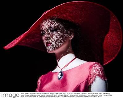 April 29, 2016 - Barcelona, Catalonia, Spain - A model walks the runway presenting a wedding dress of the Spring Summer 2017 collection during the Sonia Pena catwalk show at the Barcelona Bridal Fashion Week 2016 Barcelona Spain - ZUMAo105